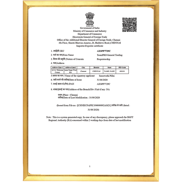 FSSAI Certificate TFP - India